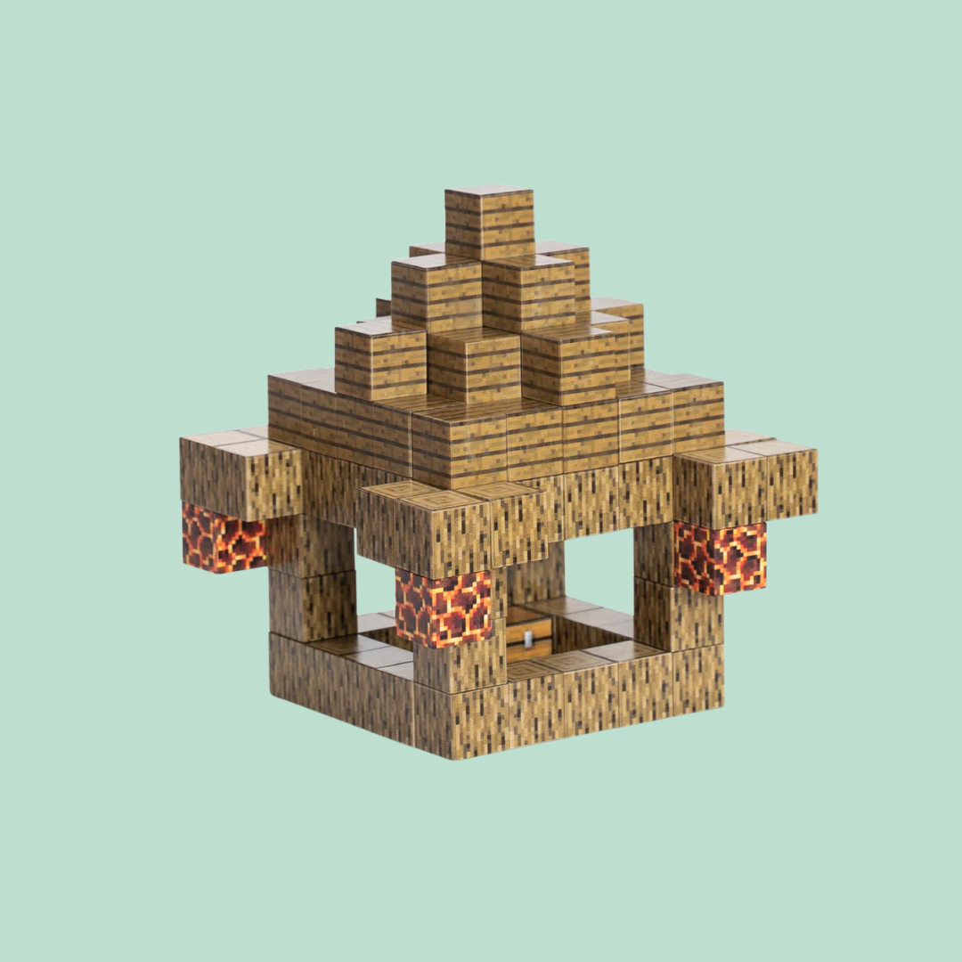 Blocos de Construção Magnética Minecraft - 80 Blocos + (3 Bonecos Exclusivos)