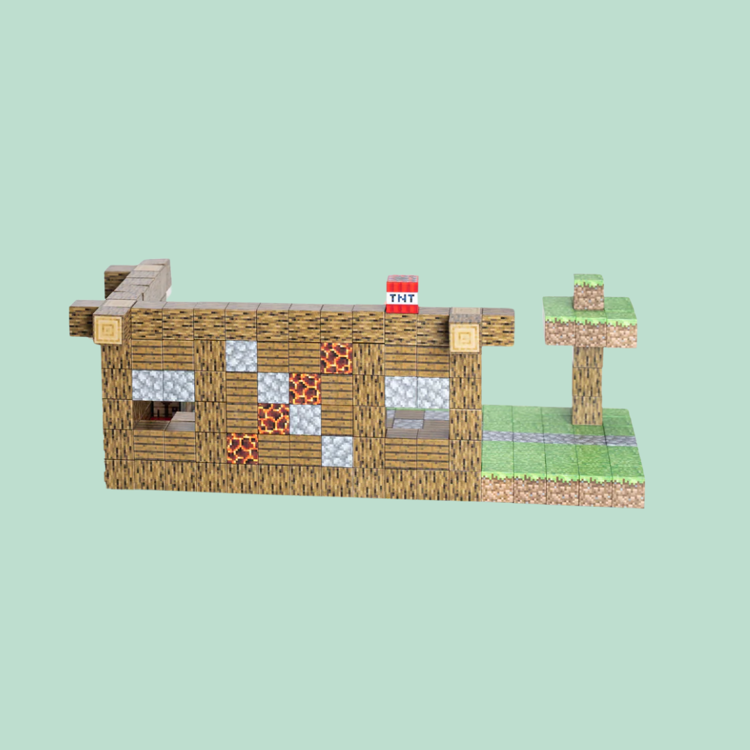 Blocos de Construção Magnética Minecraft - 80 Blocos + (3 Bonecos Exclusivos)