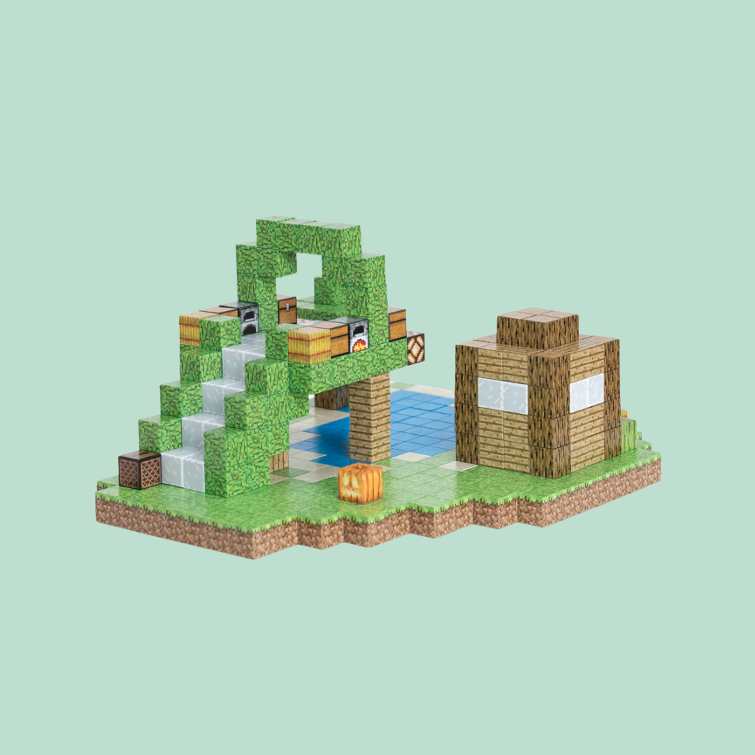 Blocos de Construção Magnética Minecraft - 80 Blocos + (3 Bonecos Exclusivos)