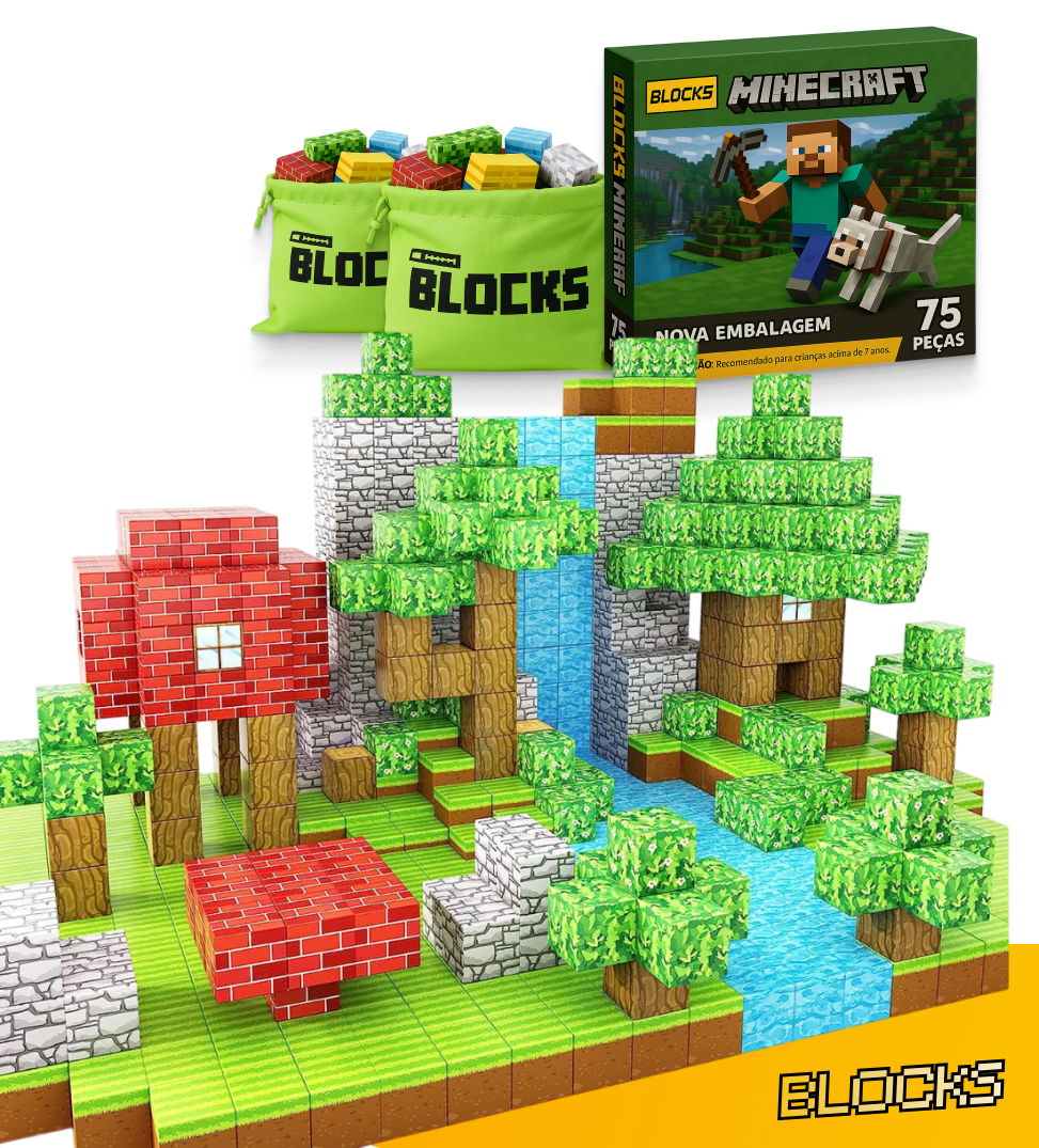Dia das Crianças Minecraft - 48/64/75 peças (+5 Personagens GRÁTIS)