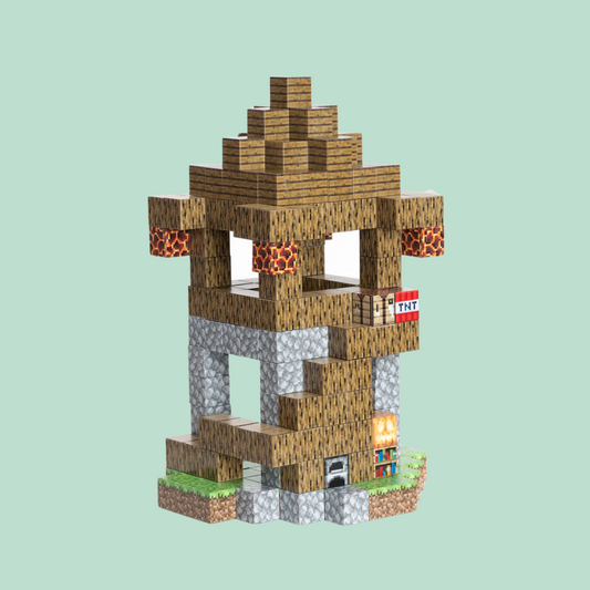 Blocos de Construção Magnética Minecraft - 80 Blocos + (3 Bonecos Exclusivos)