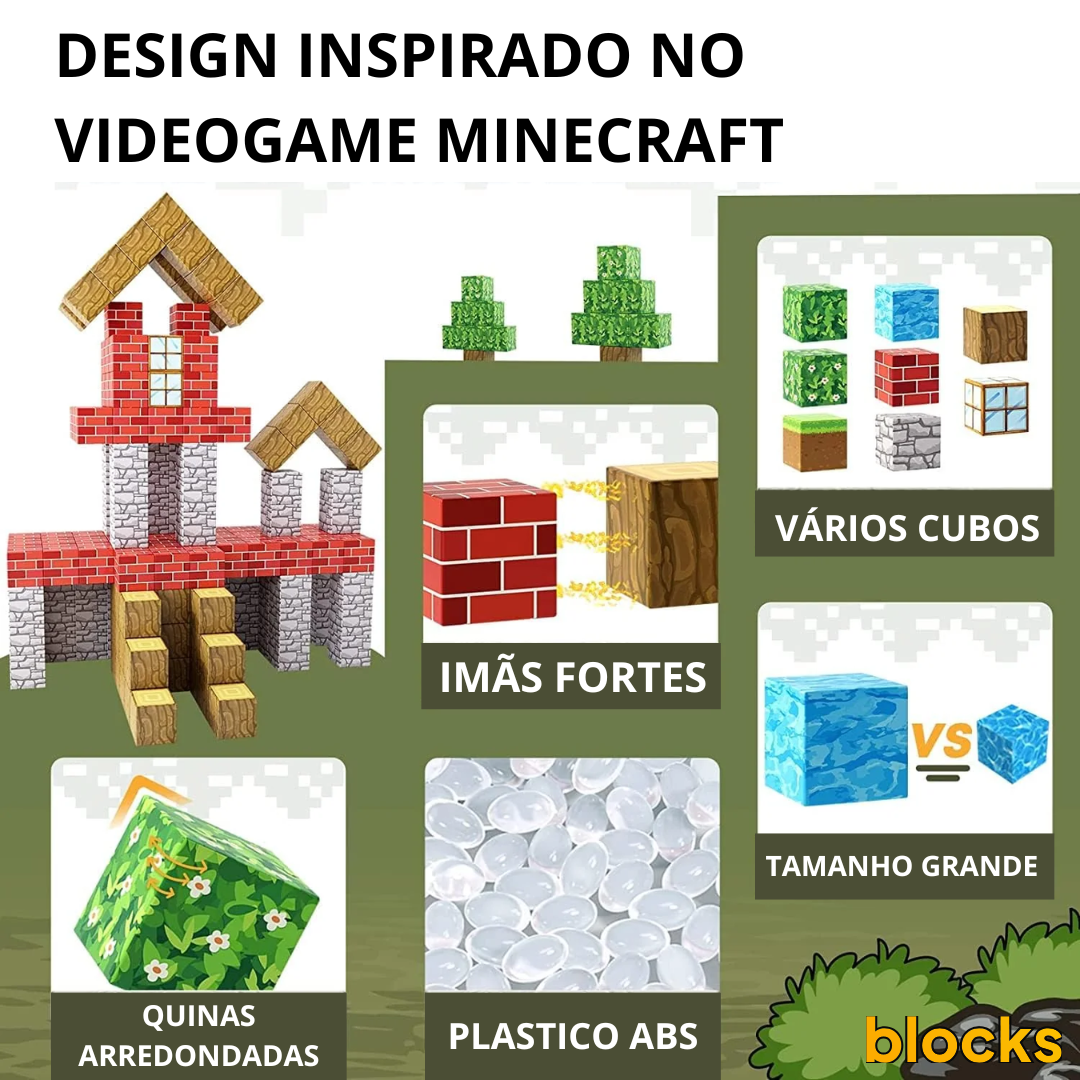 Blocos de Construção Magnética - 48/64/75 peças [+5 Bonecos GRÁTIS]