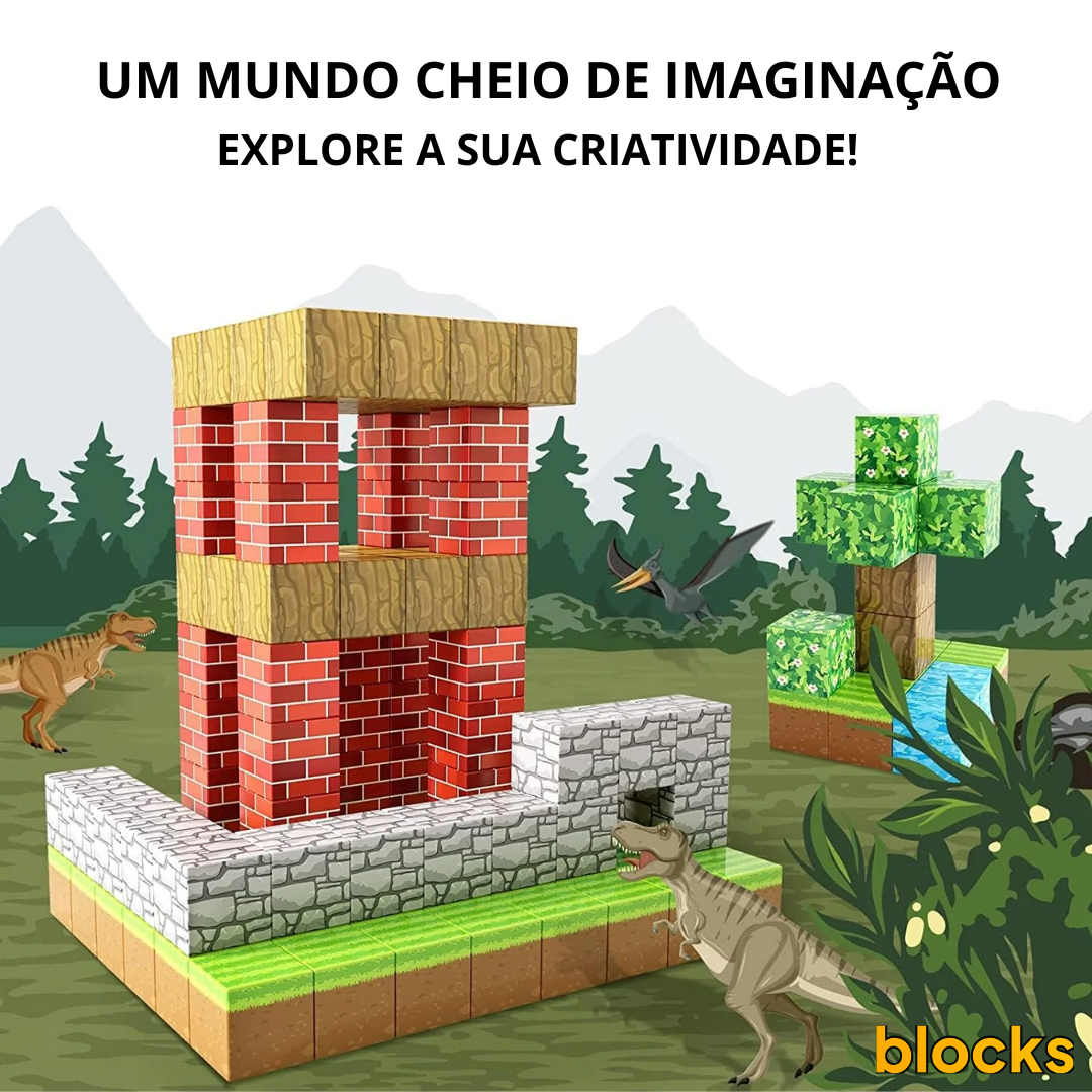 Blocos de Construção Magnética - 48/64/75 peças [+5 Bonecos GRÁTIS]